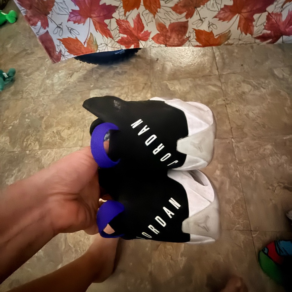 Jordan Men's Black White Purple Slip-On Sneakers